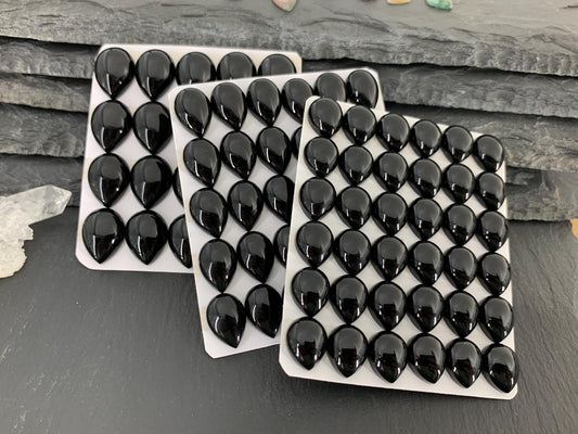 Black Agate pear 10x12mm, 10x14mm, 12x16mm cabochon