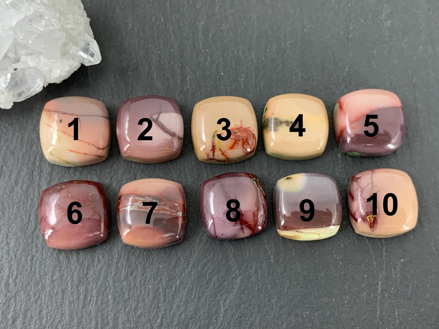 Mookaite Jasper square 12mm cabochon