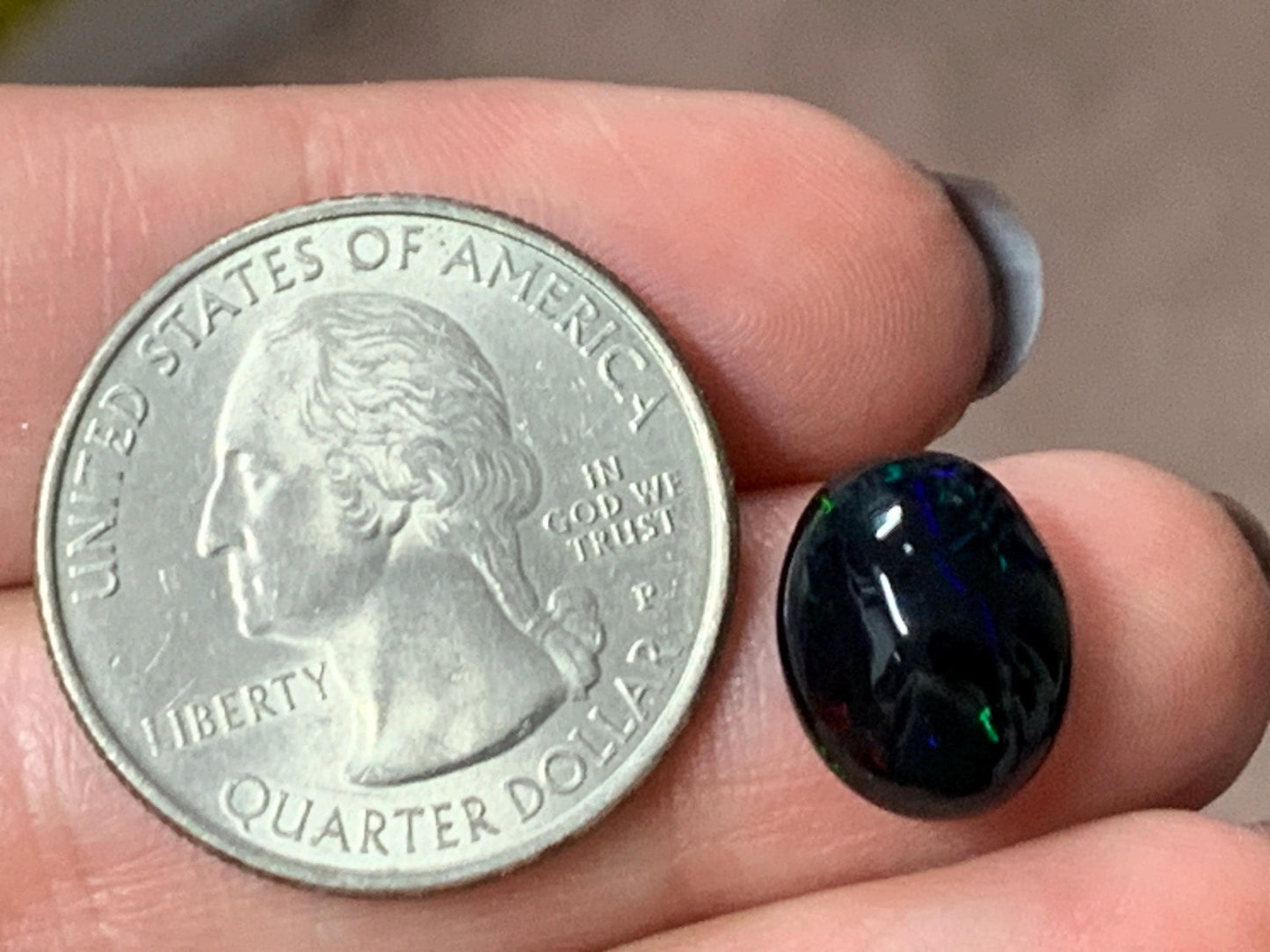 Natural Ethiopian Black Opal 10x12x5mm cabochon