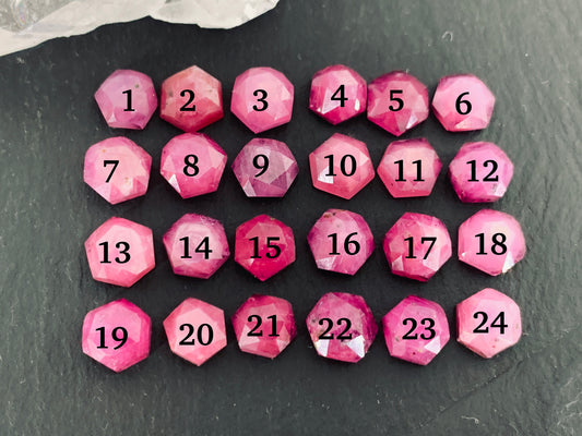 Faceted Pink Sapphire hexagon 6mm cabochon