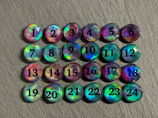 Faceted  Aurora Opal 10mm doublet cabochon - Doublet cabochons