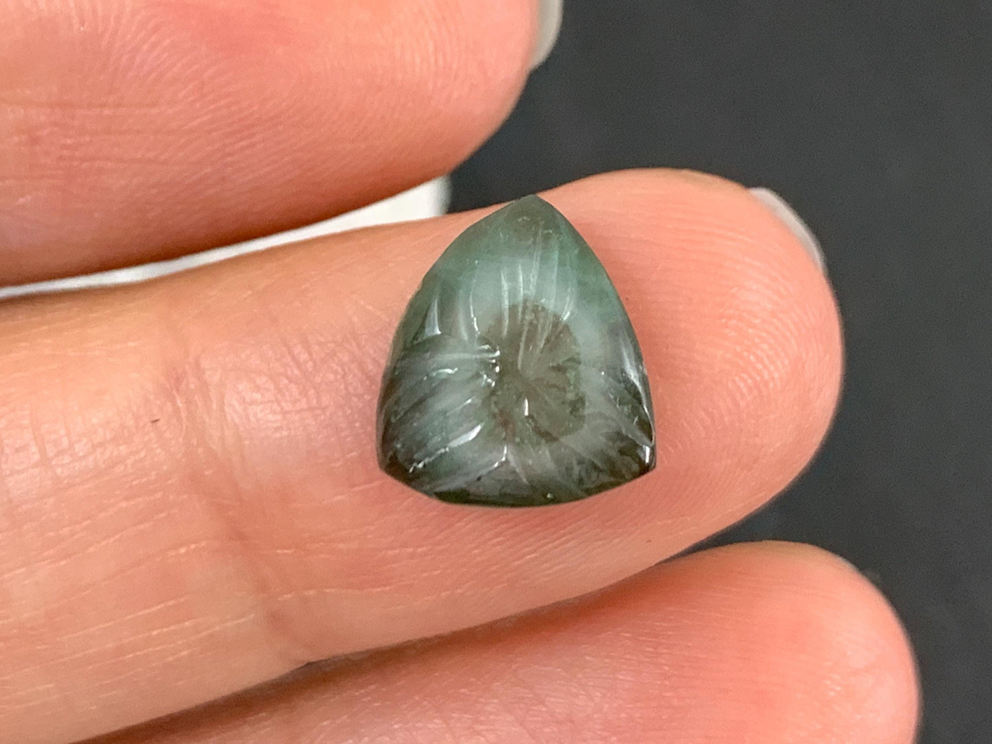 Carved Tourmaline 10x11x3mm cabochon