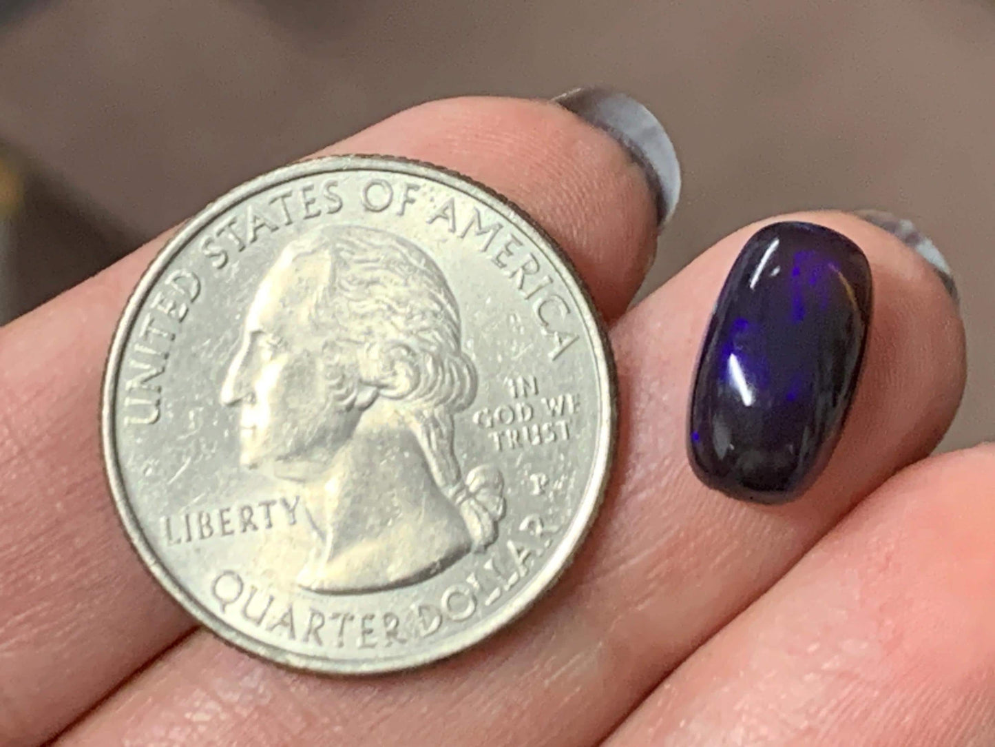 Natural Ethiopian Black Opal 7x13x4mm cabochon