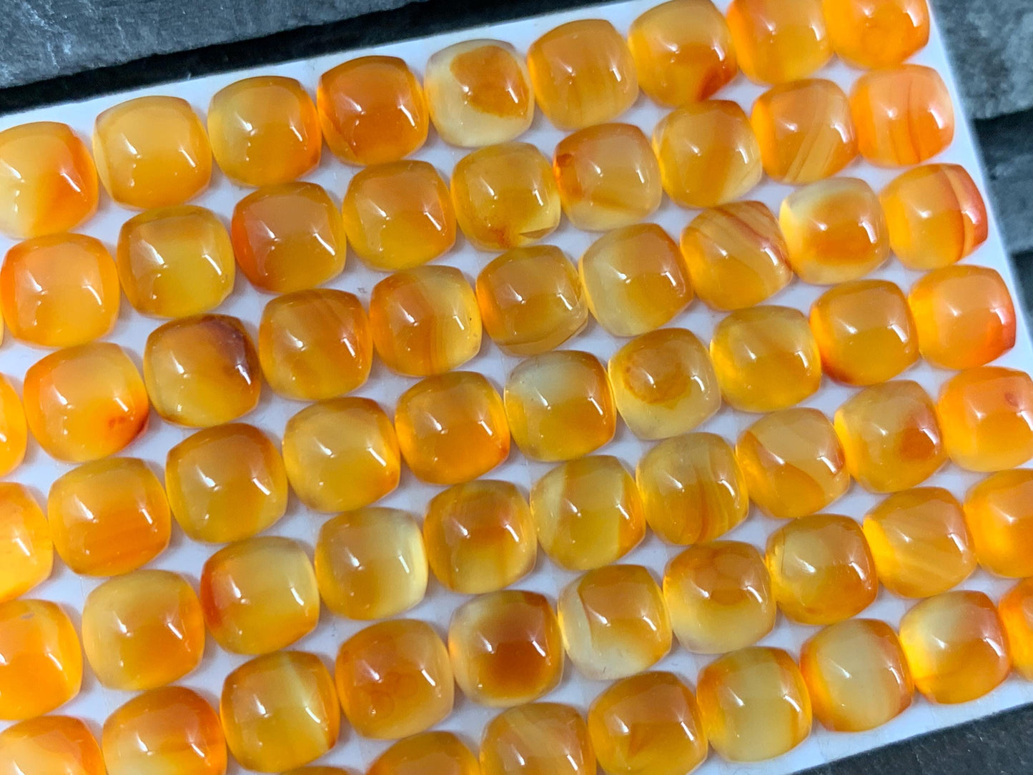 Carnelian square 6mm cabochon - Calibrated cabochons