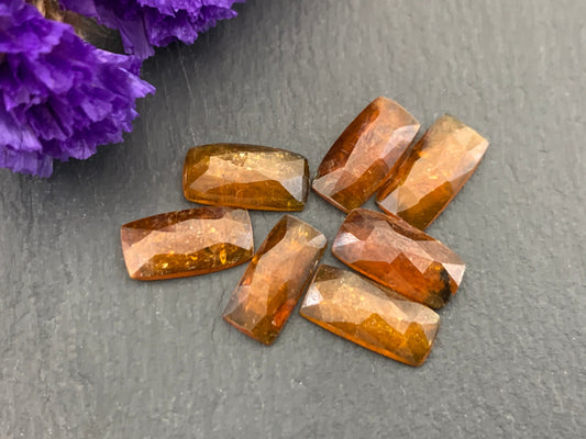 Faceted orange Kyanite rectangle 6x12mm cabochons