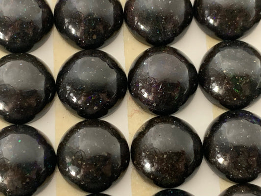 Black Andamooka Opal round 15mm cabochon  - Matrix Australian Opal
