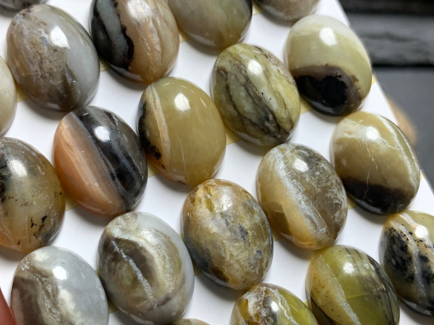 Golden Black Pietersite oval 12x16mm Cabochon - Calibrated Cabochons