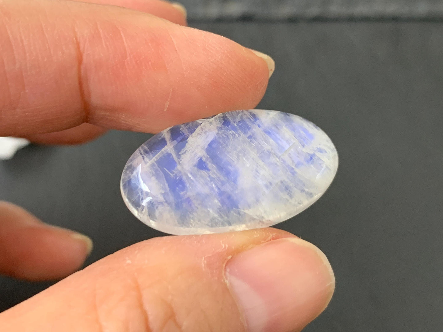 Rainbow Moonstone 27x15x7mm cabochon