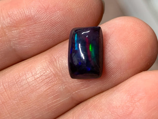 Black Ethiopian Opal rectangle 7x11x5mm cabochon