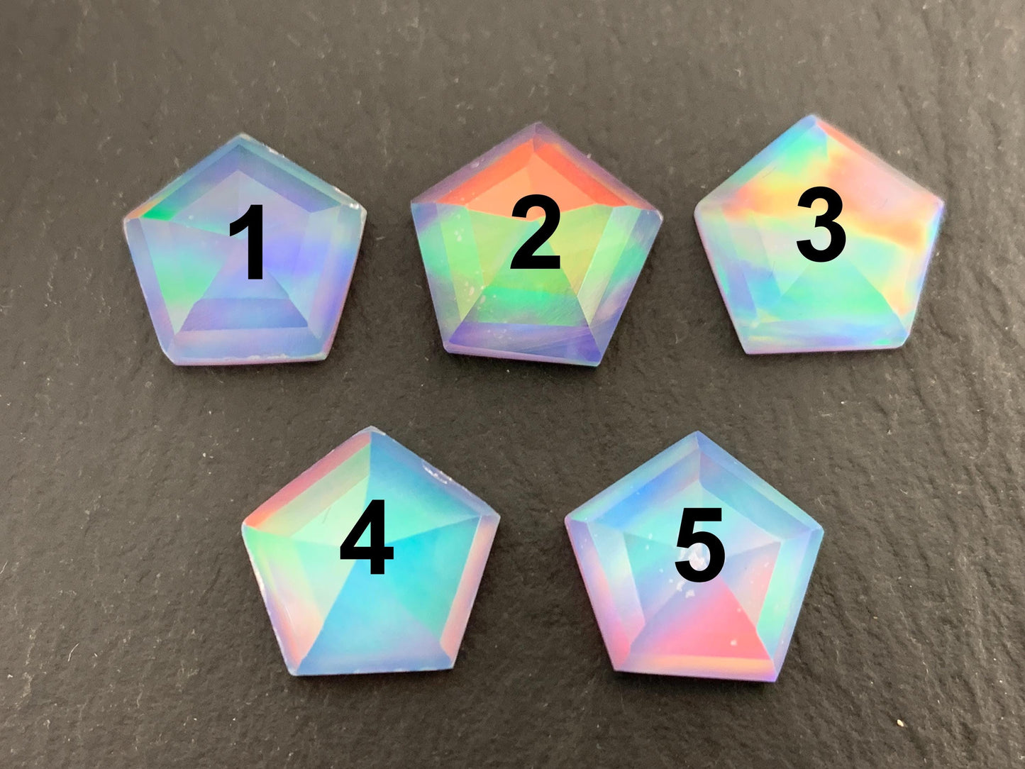 Faceted  Aurora Opal hexagon 12mm cabochon - Doublet cabochons - man made Opal *
