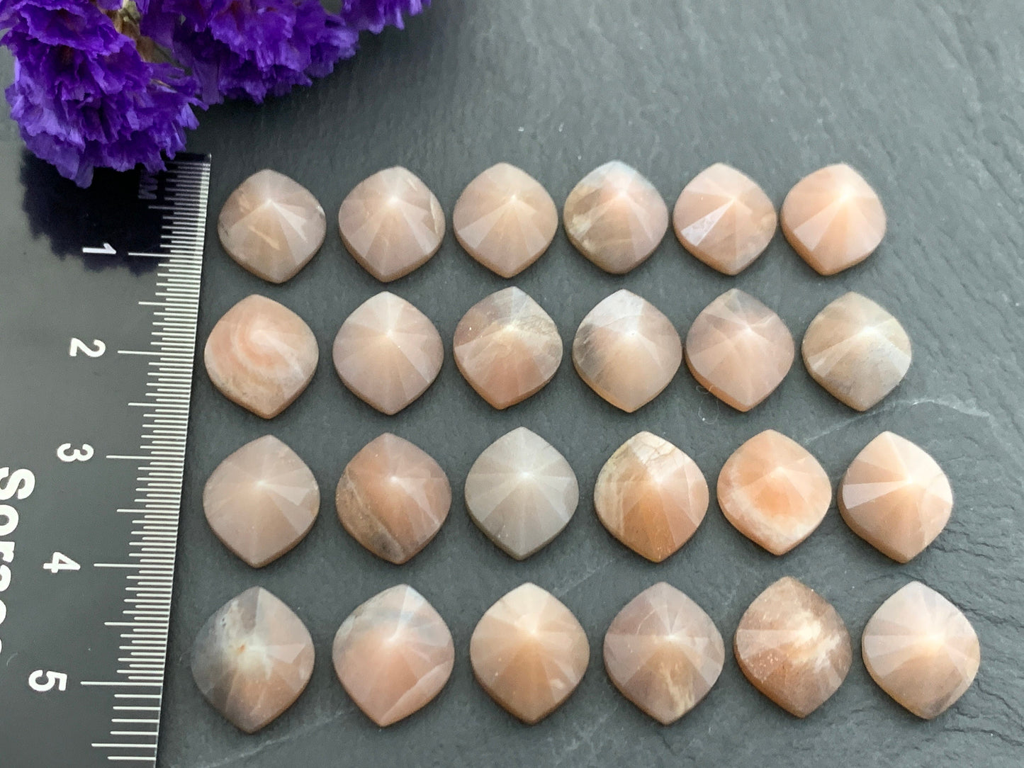 GoldSand Moonstone marquise pyramid 10x12mm cabochon
