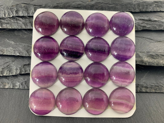 Purple Fluorite round 18mm cabochon - Calibrated cabochons