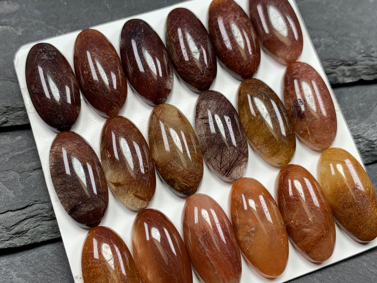 Rutilated Quartz oval 10x20mm cabochon - Calibrated cabochons