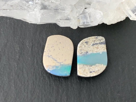 Australian Opal doublet 8x12x3.5mm pair of cabochons