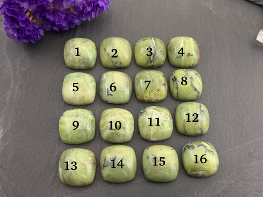 Green Opal square 15x15mm cabochon - Calibrated cabochons