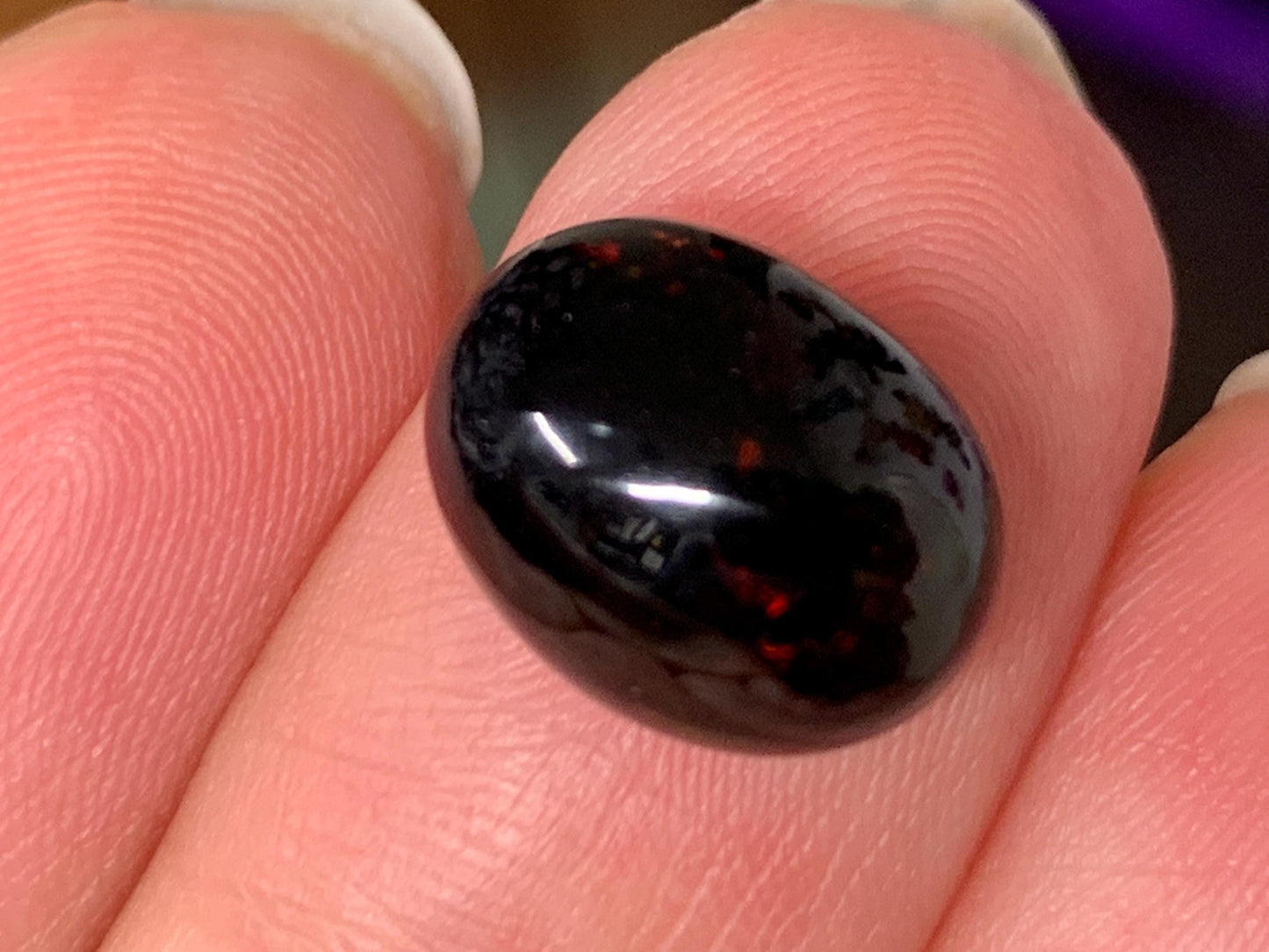 Natural Ethiopian Black Opal 9x12x7mm cabochon