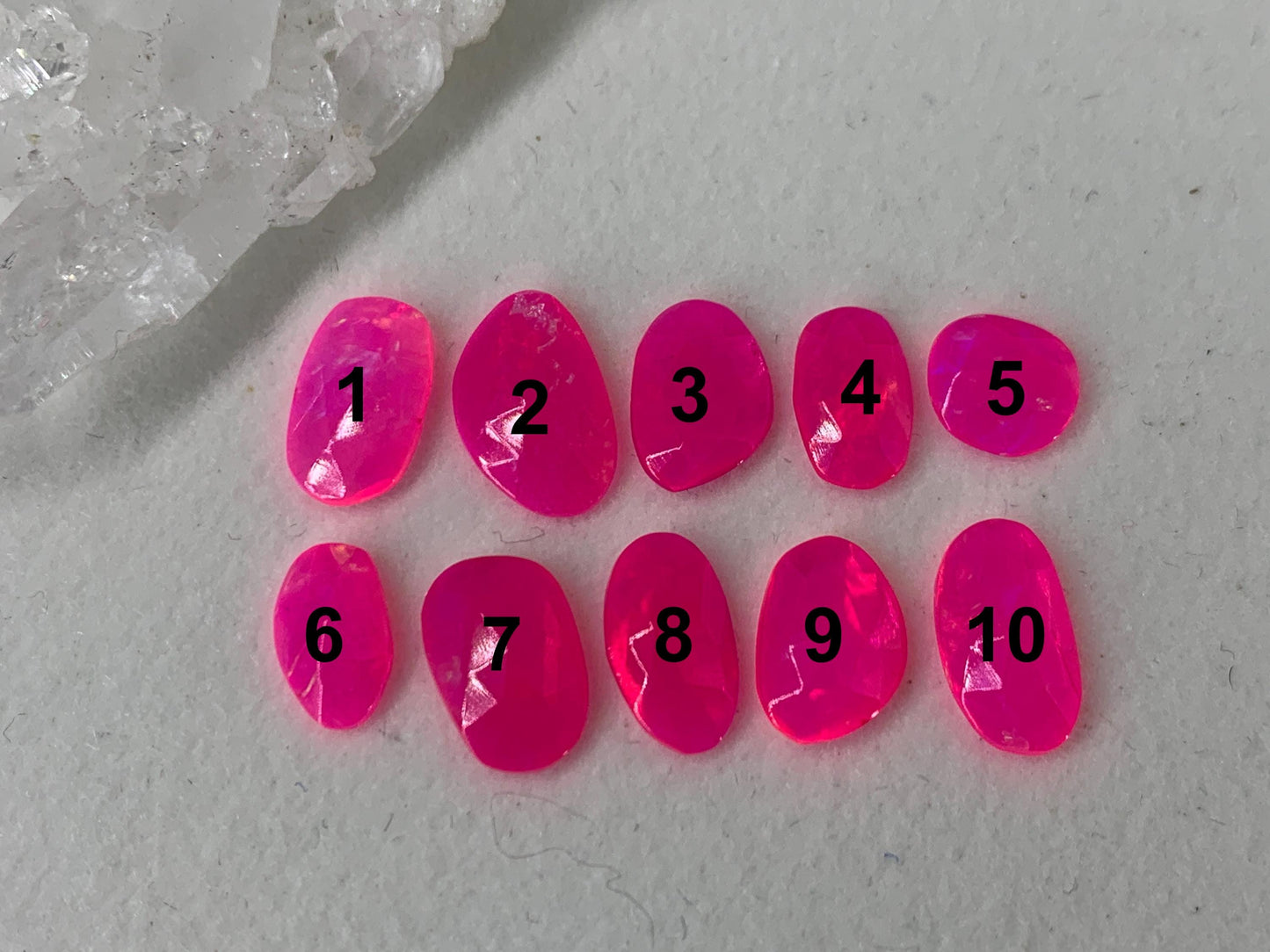 Faceted Ethiopian Pink Opal 8-11mm long cabochon
