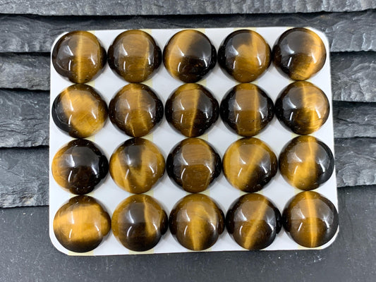 Tiger Eye Cabochon 14mm Round - Natural Calibrated Gemstone Stone