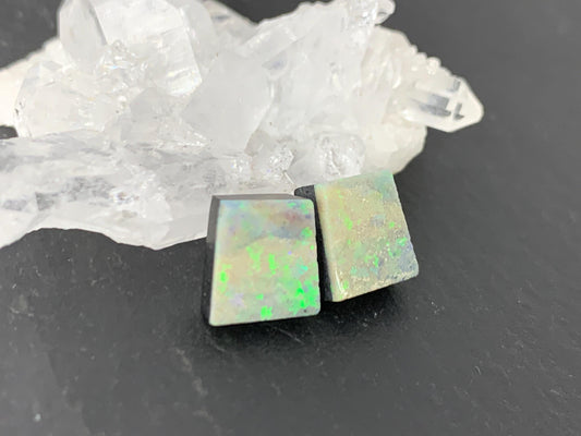 Australian Opal doublet 7x8x4mm pair of cabochons