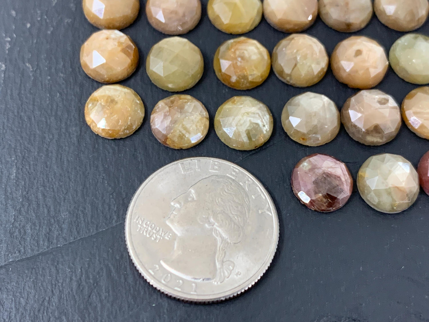 Discounted  Faceted Yellow Sapphire round 10mm cabochon