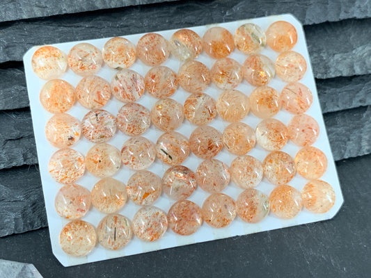 Sunstone round 8mm cabochon - Calibrated cabochons