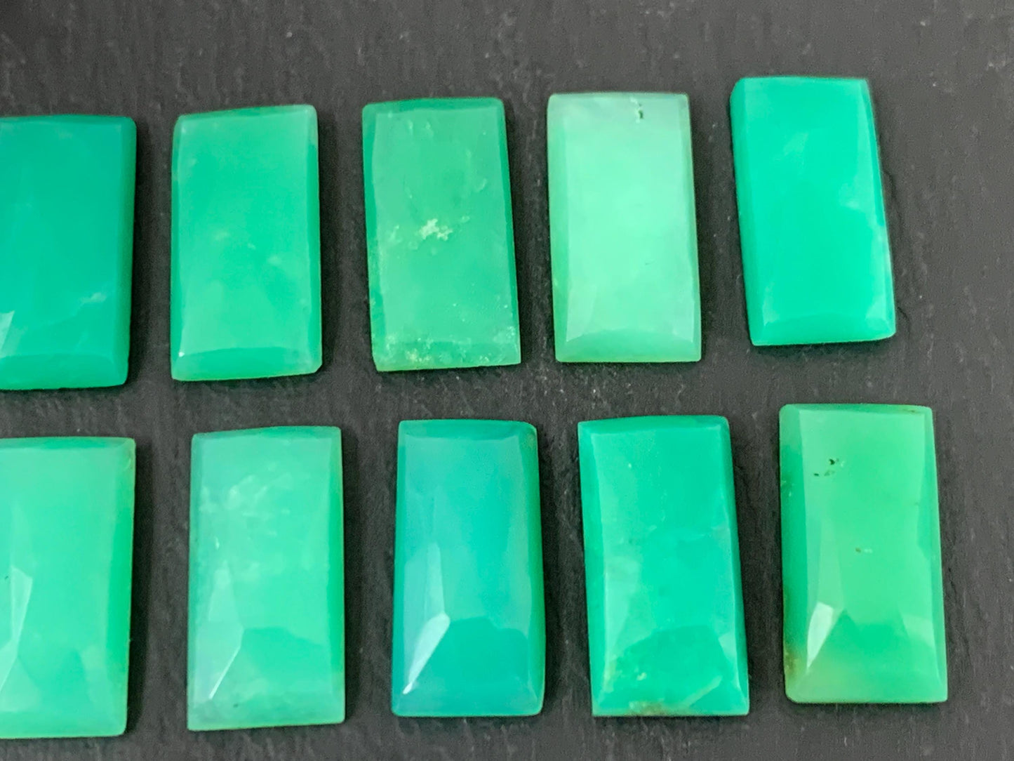 Faceted Chrysoprase Cabochon – 8x16mm Rectangle Green Gemstone for Unique Jewelry Making