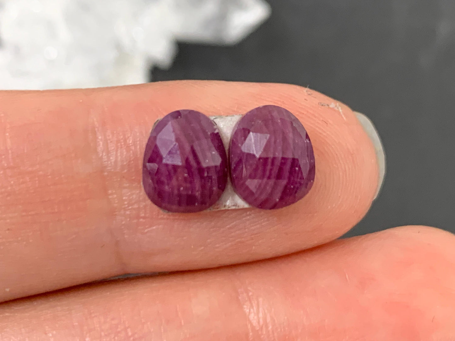 Faceted Ruby pair 6x8x3mm cabochon