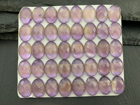 Faceted Amethyst oval 10x14mm cabochon - Calibrated cabochons