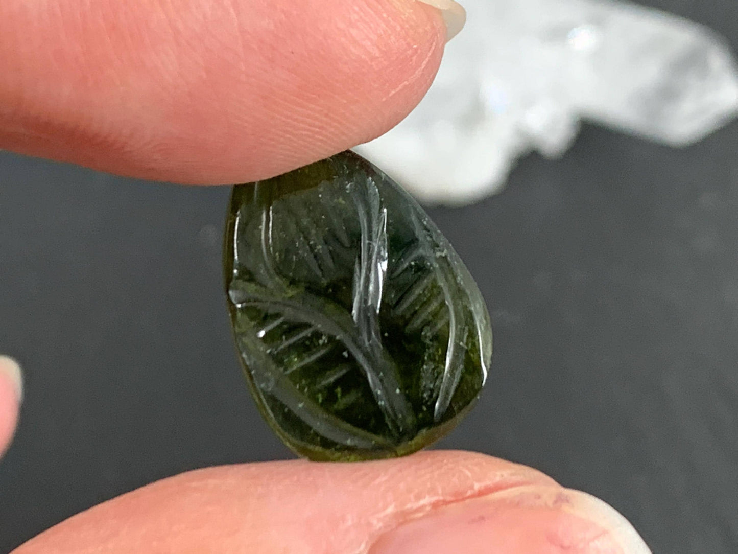 Carved Tourmaline 12x16x2mm cabochon