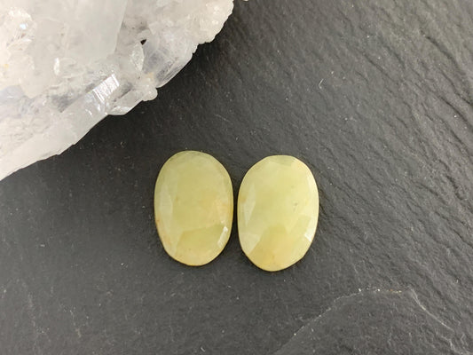 Faceted Yellow Sapphire pair 9x13x2.5mm cabochon