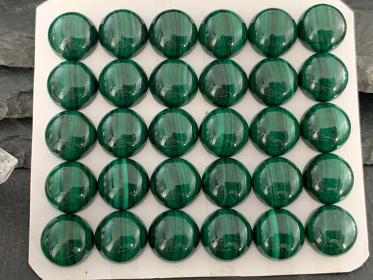 Malachite round 12mm cabochon - Calibrated cabochons