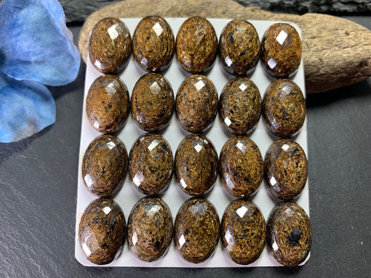 Faceted Bronzite oval 13x18mm cabochon- Calibrated cabochons