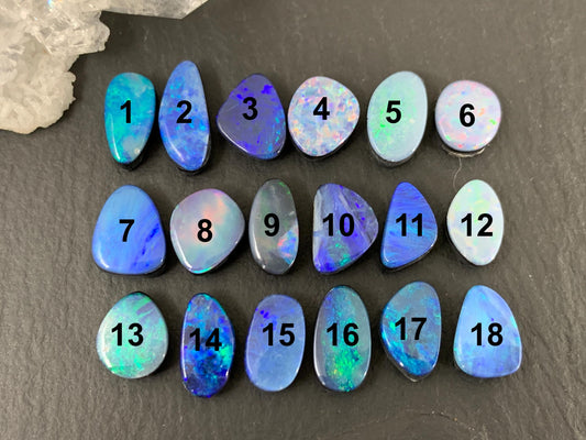 Australian Opal doublet 9-11mm long cabochon