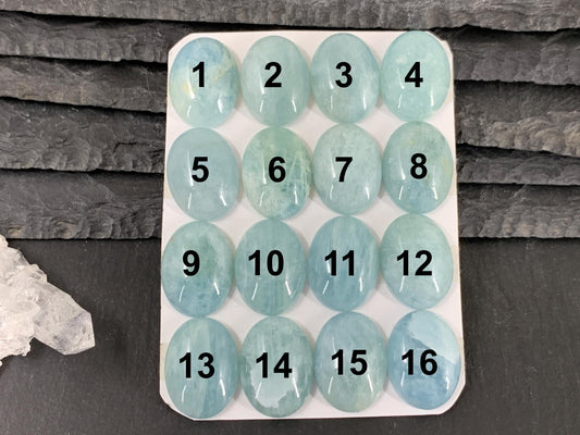 Aquamarine oval 15x20mm cabochon - Calibrated cabochons