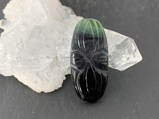 Carved Tourmaline 10x21x2mm cabochon