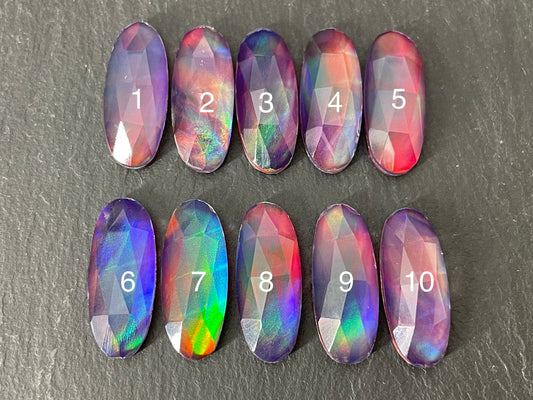 Faceted Aurora Opal oval 8x20mm cabochon - Doublet cabochons