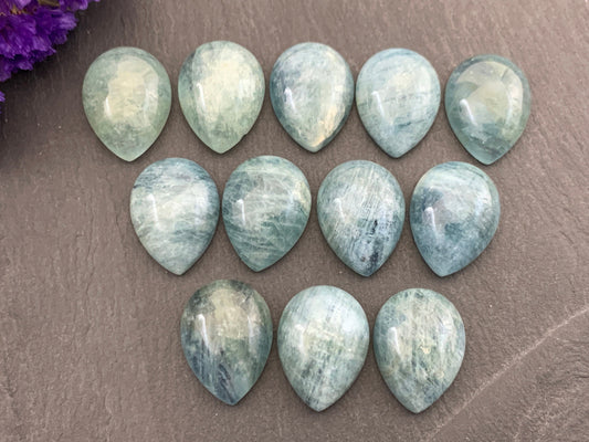 Aquamarine pear 15x20mm cabochon - Calibrated cabochons