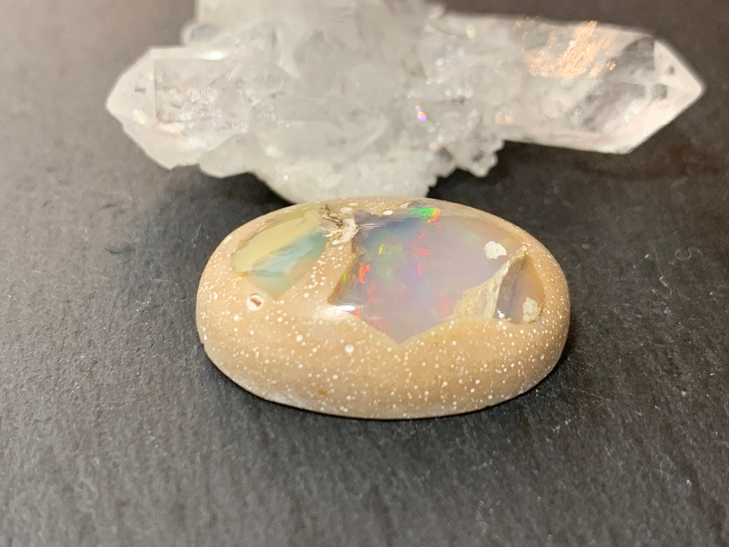 Ethiopian Opal Cabochon – Stabilized Welo Opal with Bright Play of Color - 18x25x8mm