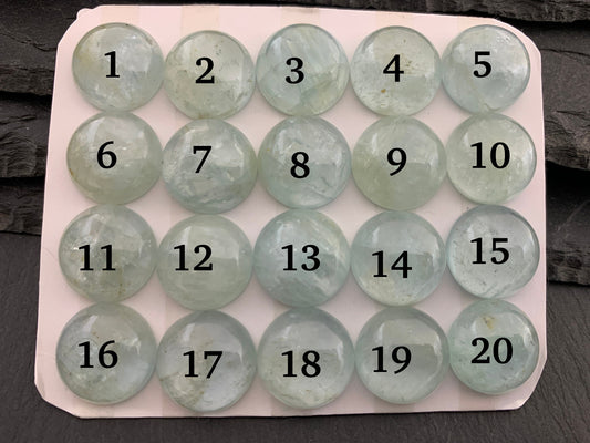 Aquamarine round 15mm cabochon - Calibrated cabochons
