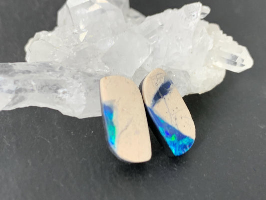 Australian Opal doublet 6x12x3mm pair of cabochons
