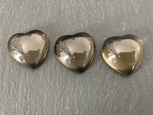 Smokey Quartz heart 15x15mm Cabochon - Calibrated cabochons