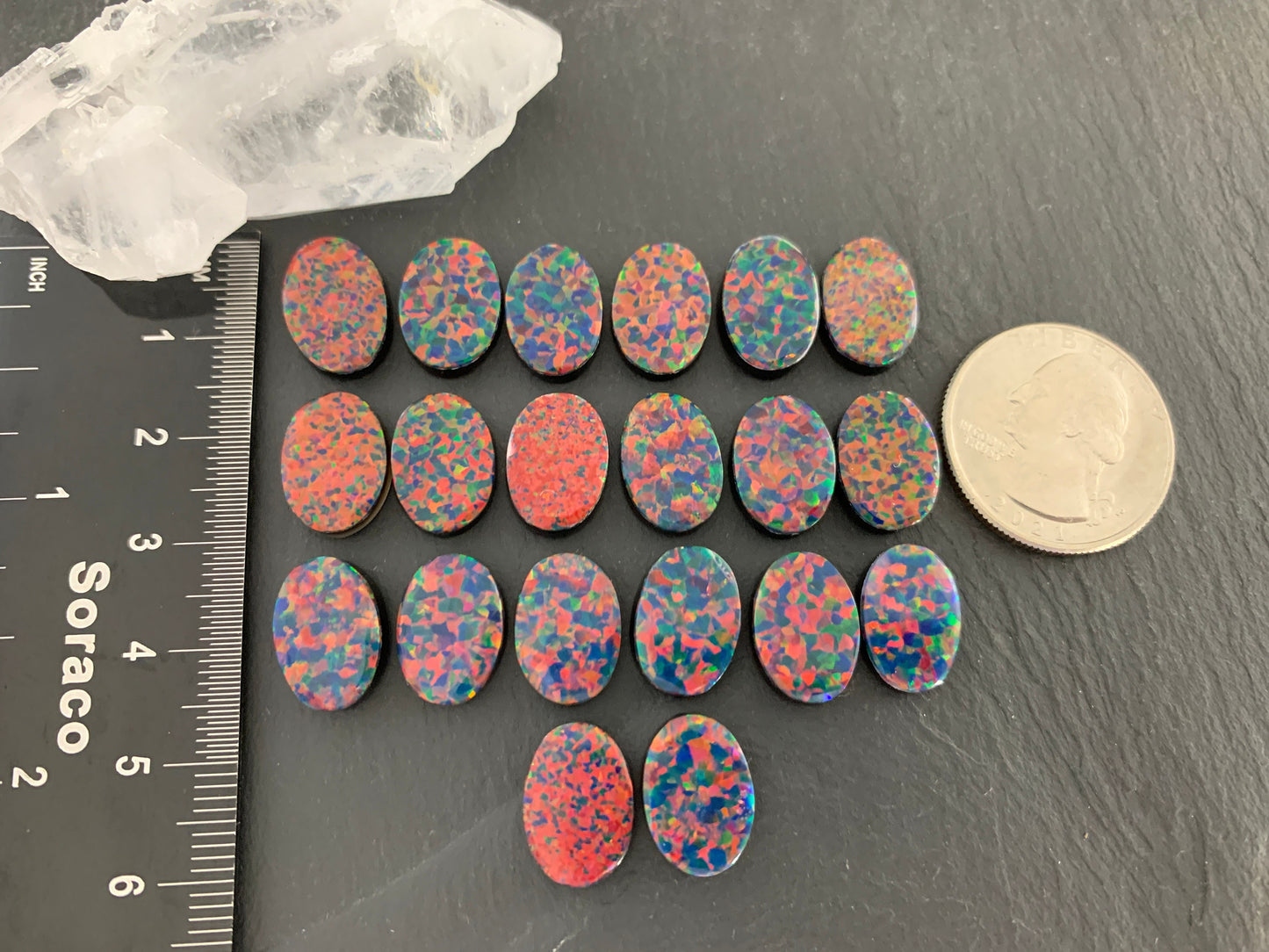 Aurora Opal 10x14mm oval cabochons - Doublet cabochons