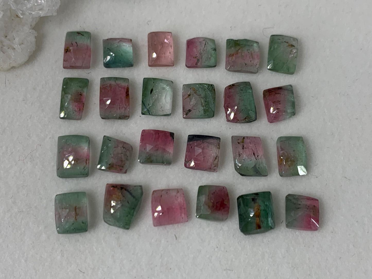 Faceted Watermelon Tourmaline rectangle 5-7mm long cabochon - Second Quality Tourmaline