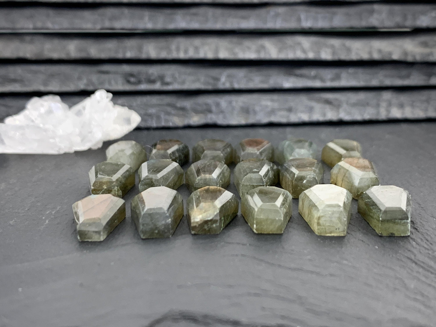 Natural Labradorite Coffin Cabochon: 10x16mm Gemstone