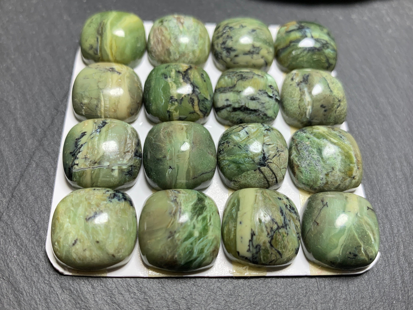 Green Opal Square 15x15mm Cabochon - Calibrated cabochons