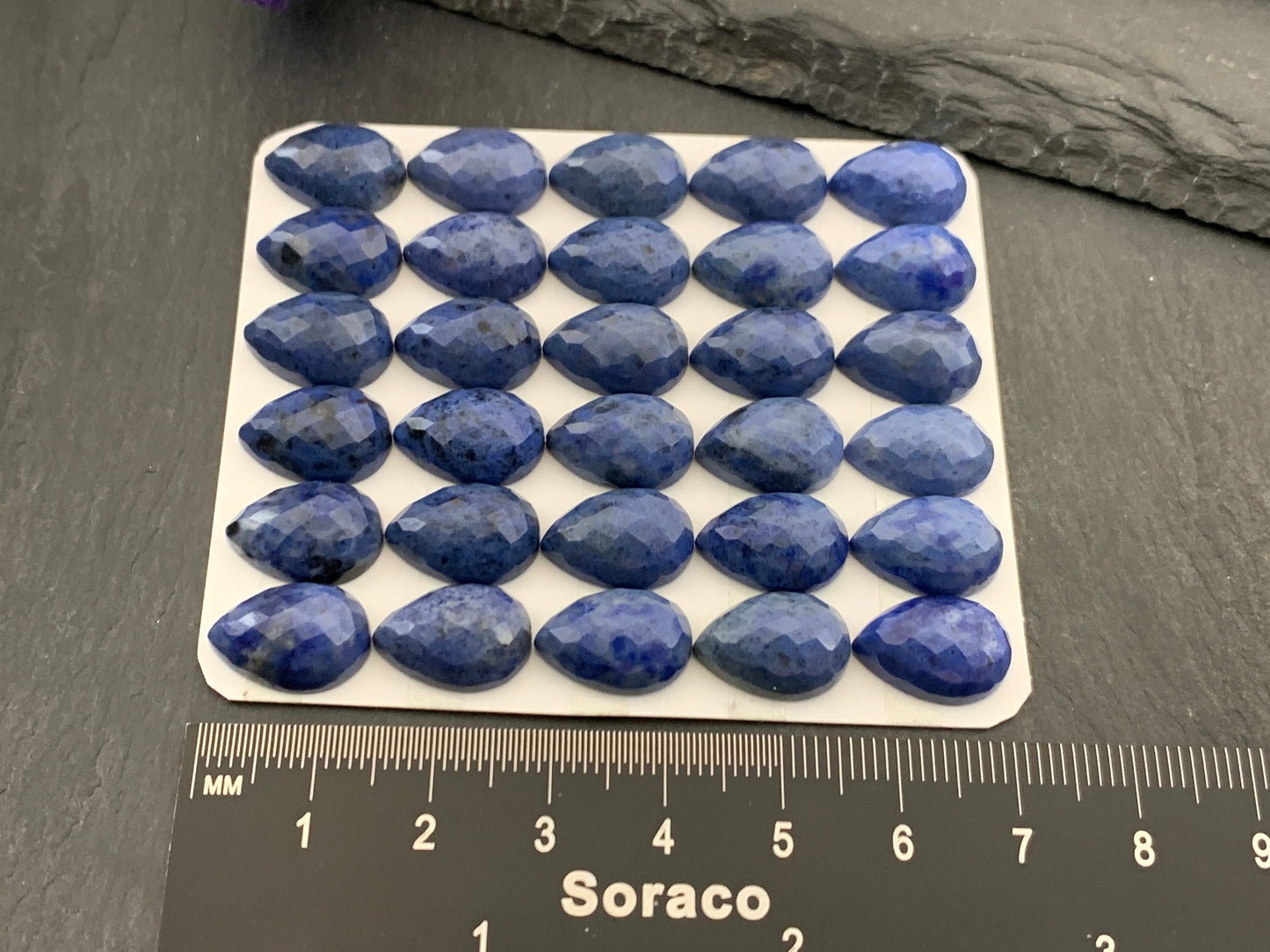 Faceted Dumortierite pear 10x14mm Cabochon - Calibrated Cabochons