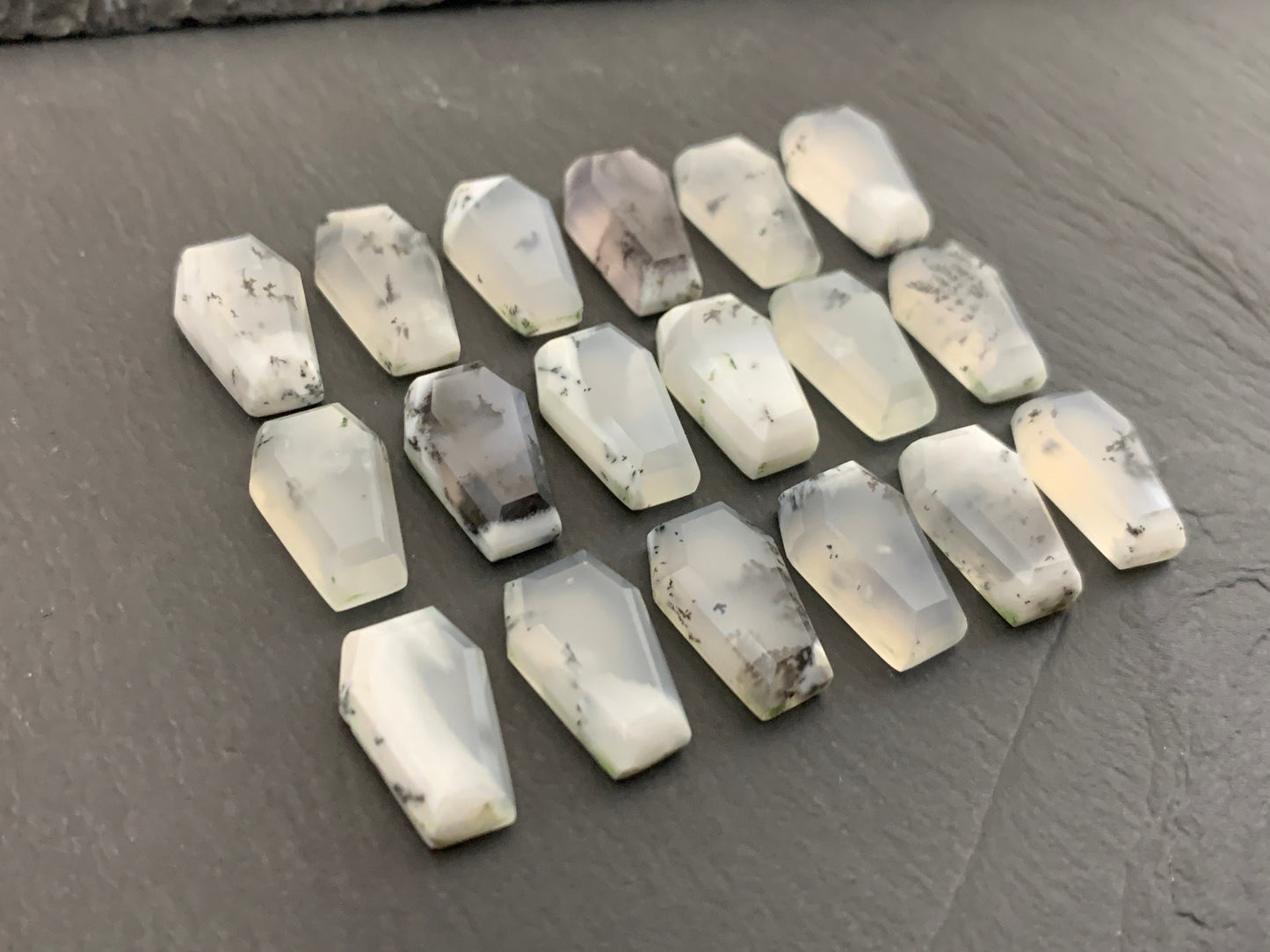 Step Cut Dendrite Opal coffin 10x16mm cabochon