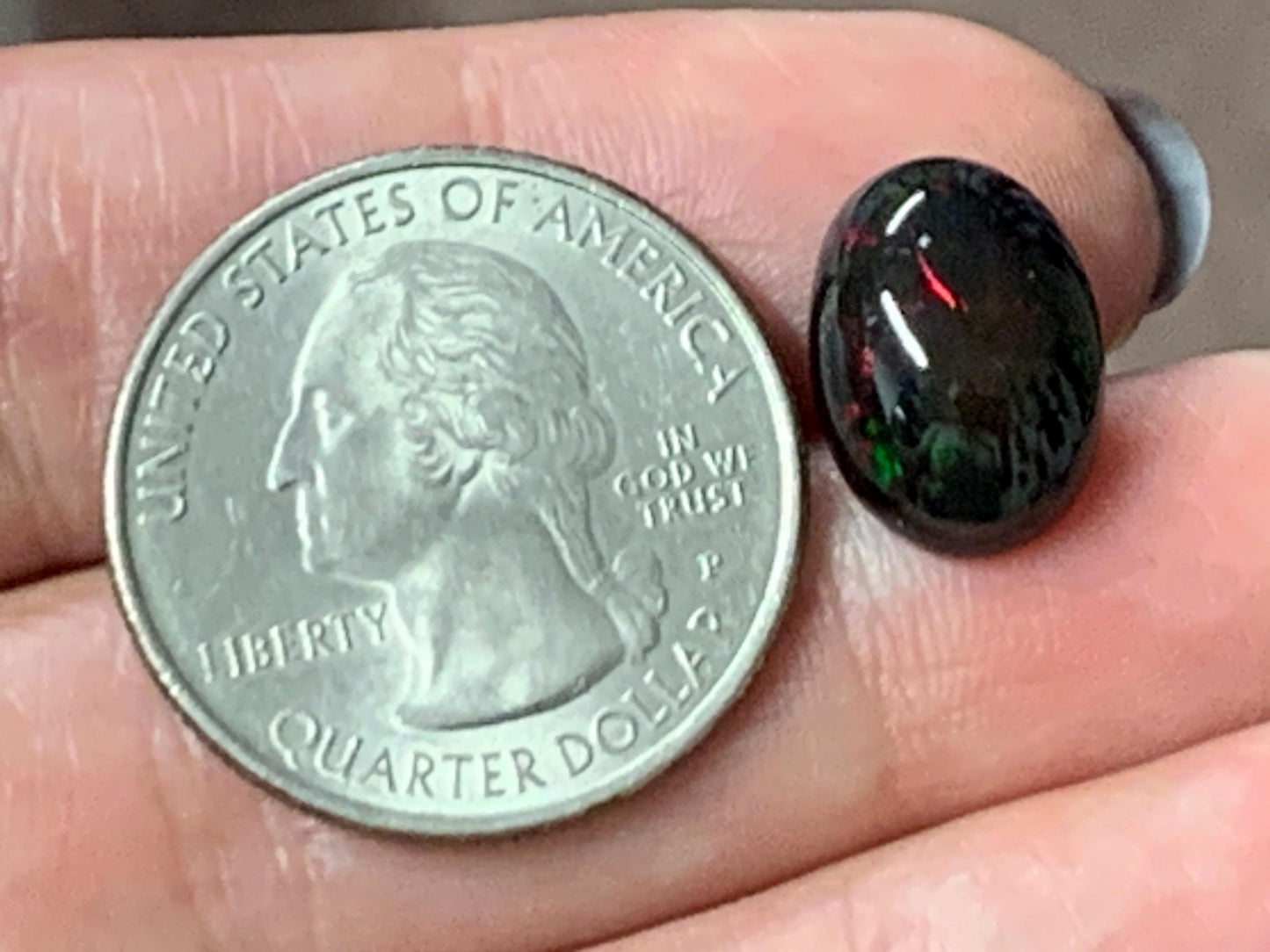 Natural Ethiopian Black Opal 10x14x6mm cabochon