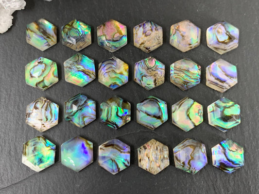 Faceted Abalone hexagon 10mm doublet cabochon
