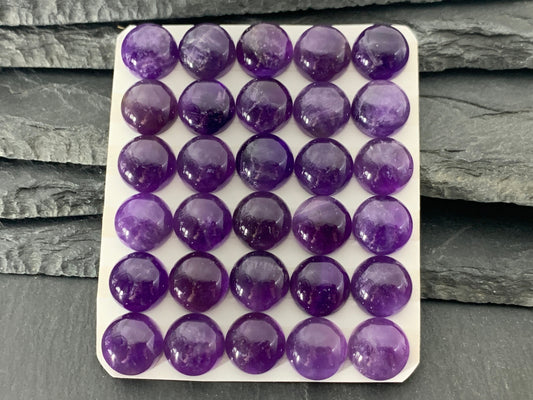 Amethyst round 12mm cabochon - Calibrated cabochons